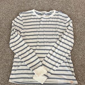 Marine Layer Navy and White Striped Long Sleeve Shirt